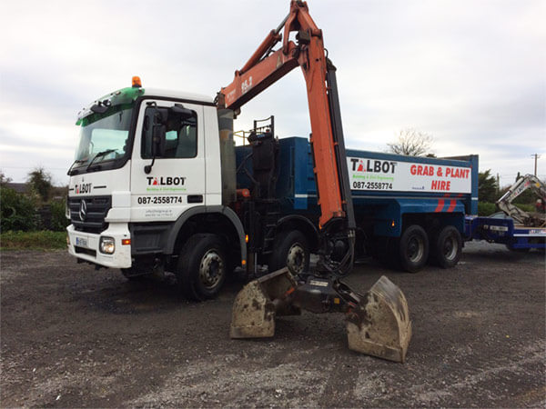 Picture of Talbot Grab Hire truck with a mini digger - both available for hire Talbot Plant Hire Large Digger for hire