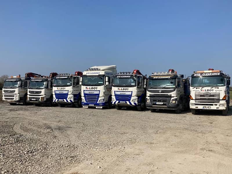 Talbot Plant Hire - picture of fleet of grab hire trucks